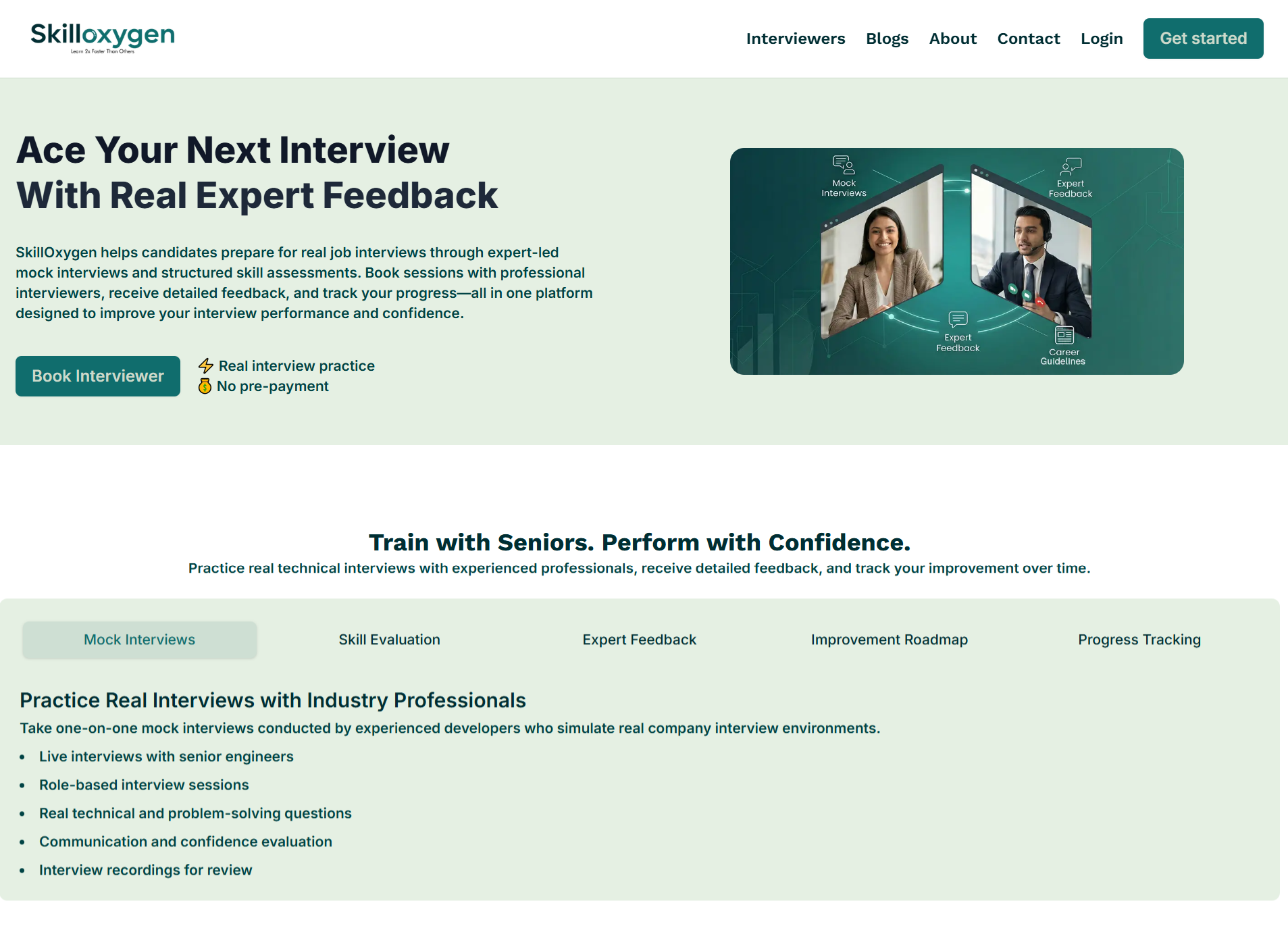 skilloxygen.com — Interview Booking SaaS screenshot